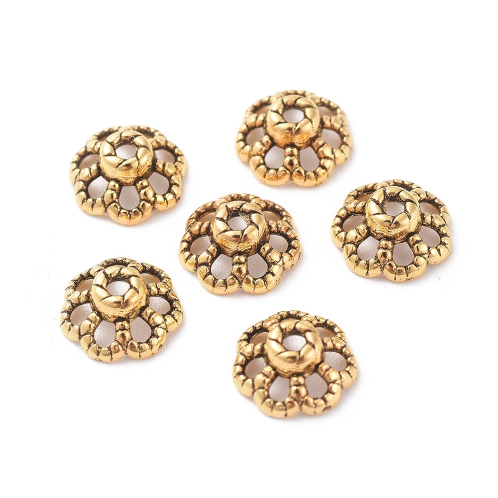 Antique Golden Tibetan Style Bead Caps – 9mm – 200 Pack | The Pink Bead Shop Canada