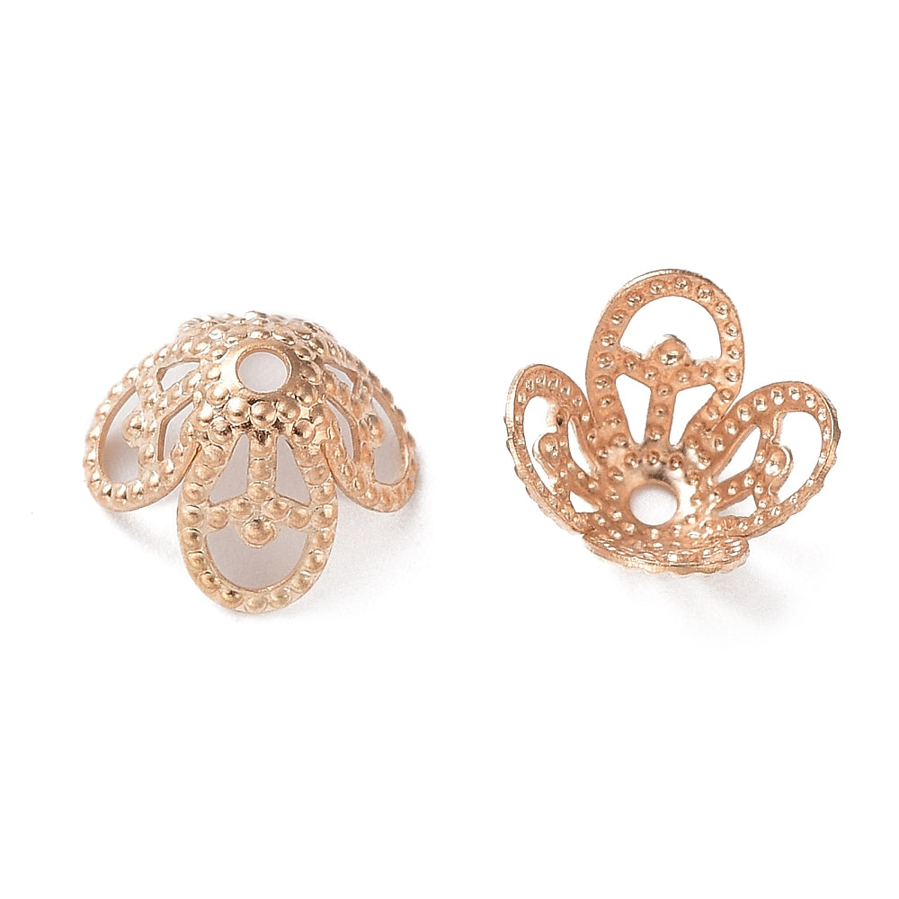 Light Gold Brass Bead Caps – 8.5mm – Pack of 10 | The Pink Bead Shop Canada