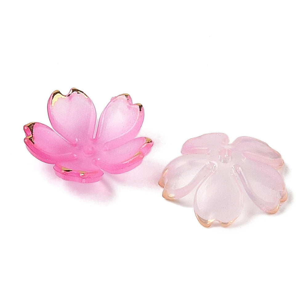 Pink Camellia Acrylic Flower Bead Caps 17.5x18x5mm | Bulk | The Pink Bead Shop Canada