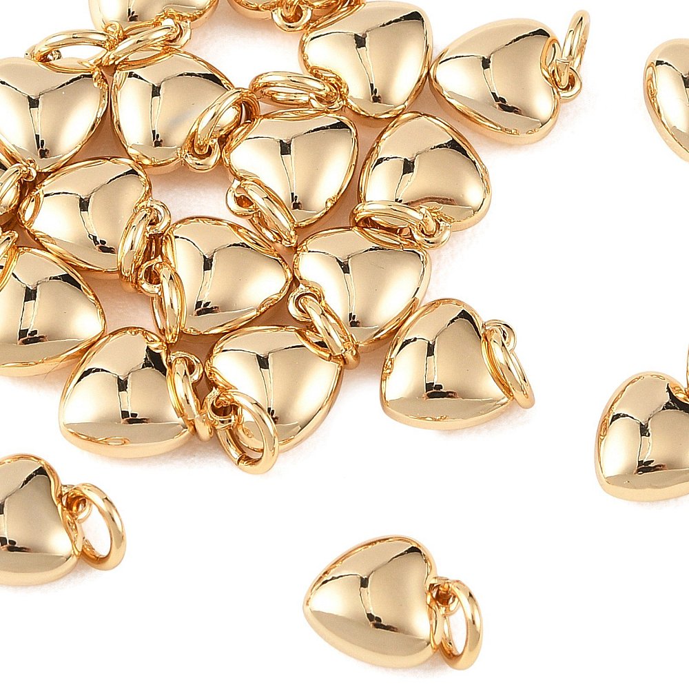 18K Gold Plated Puffy Heart Charm 2 Pack | The Pink Bead Shop Canada