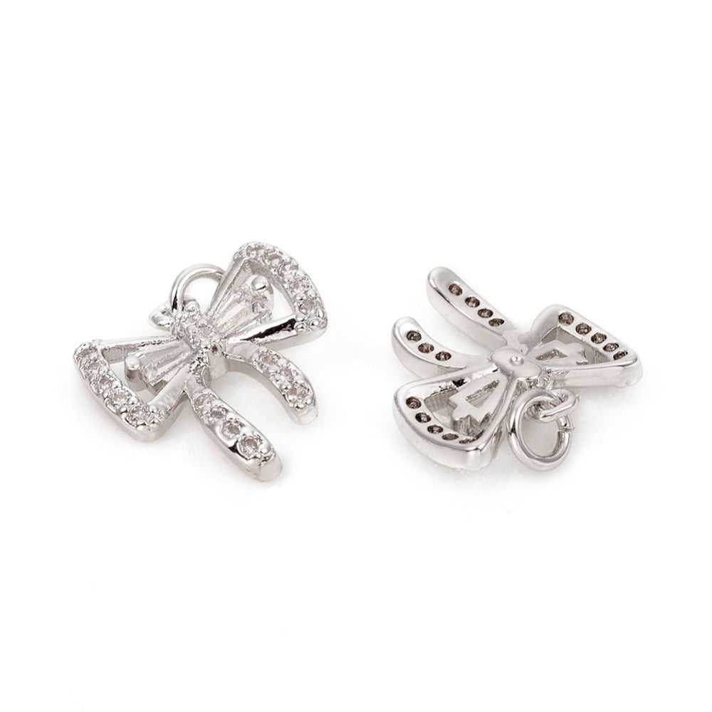 Cubic Zirconia Bowknot Charms – Platinum Micro Pave The Pink Bead Shop