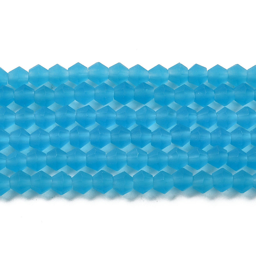 Crystal Frosted Glass Beads Strands, Grade AA, Faceted, Bicone, Assorted Colors 4mm