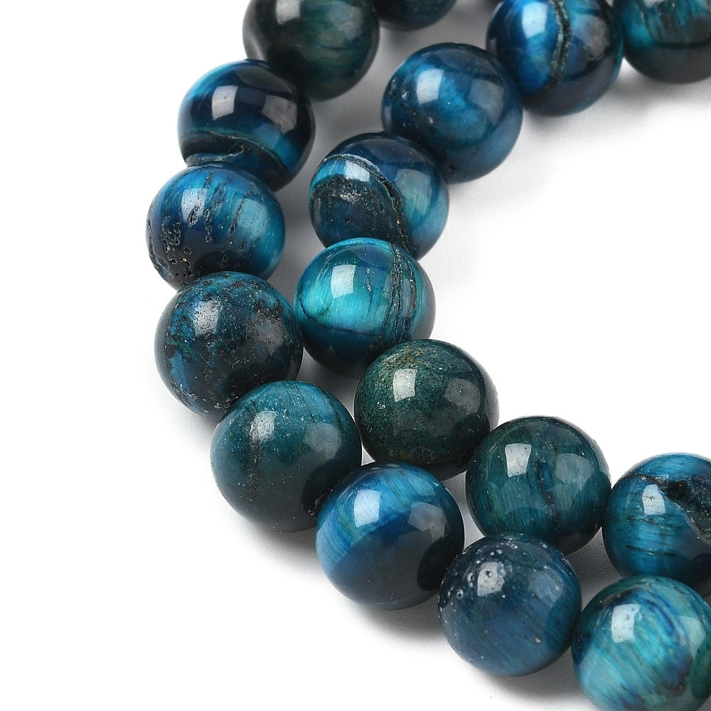 Marine Blue Tiger Eye Bead Strands 8mm Dyed