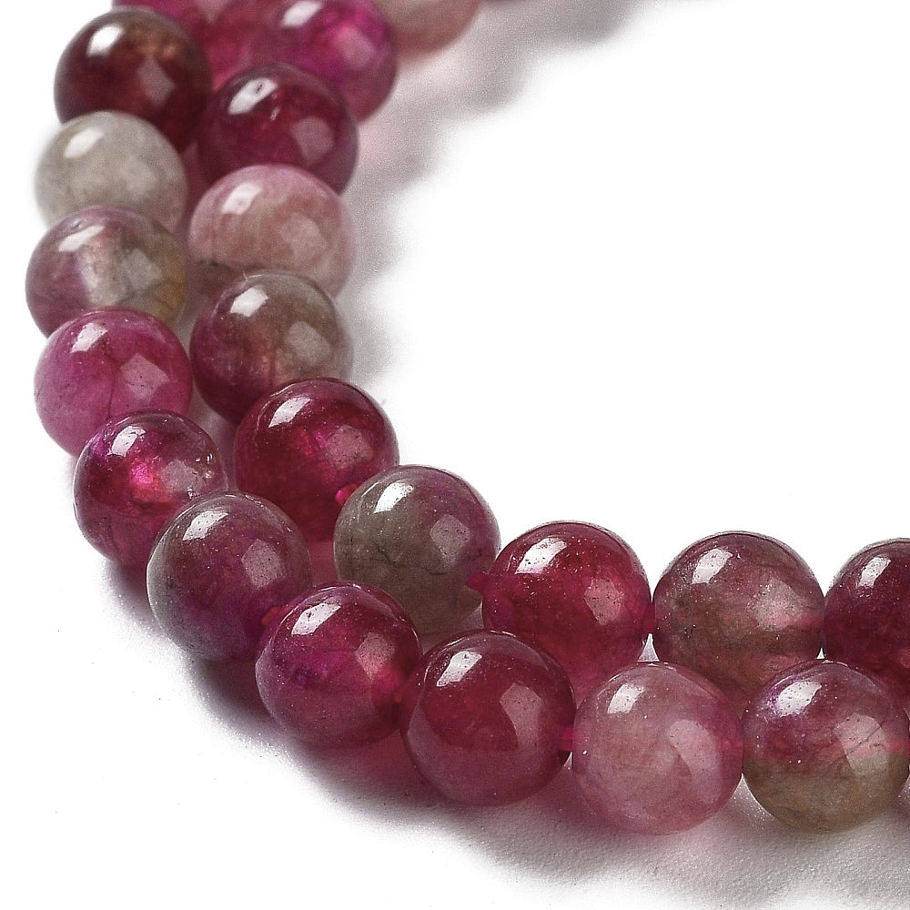 Watermelon Tourmaline Beads – Dyed Round 6mm & 8mm (Assorted Sizes) The Pink Bead Shop