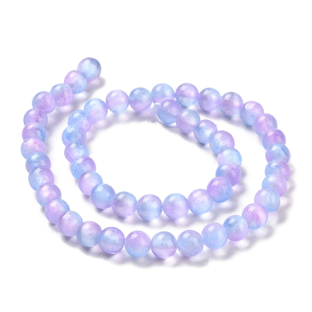 Natural Selenite Beads Strands, Grade A, Dyed, Round, Lilac 8mm