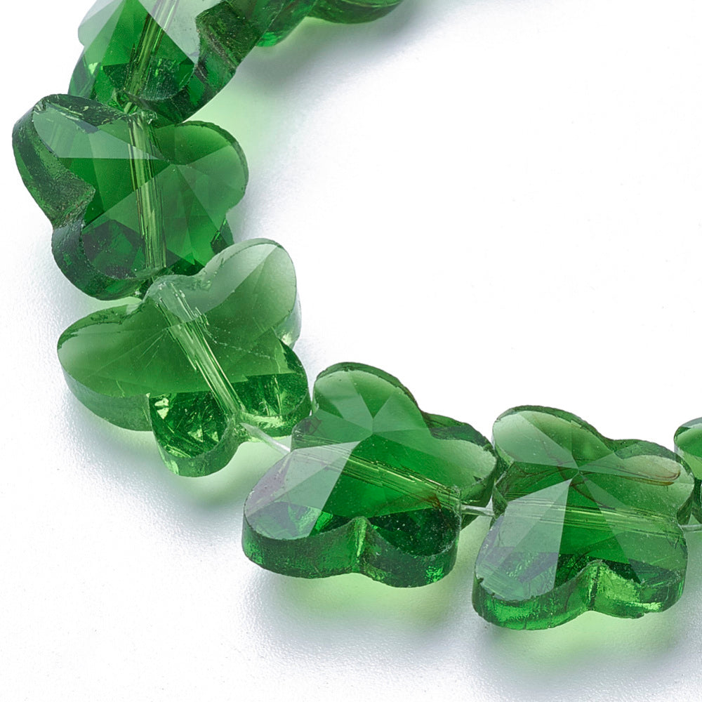 Transparent Glass Beads, Faceted, Butterfly, 12mm Asst Color