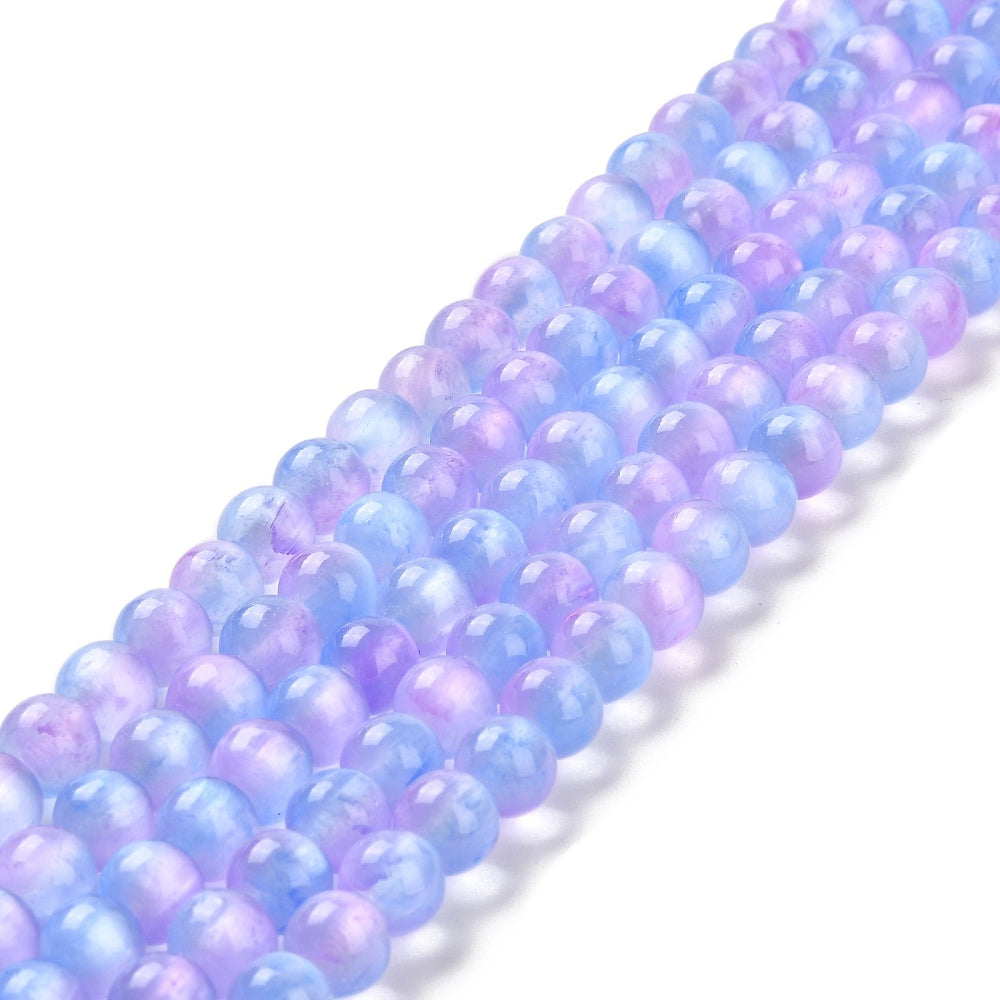 Natural Selenite Beads Strands, Grade A, Dyed, Round, Lilac 8mm