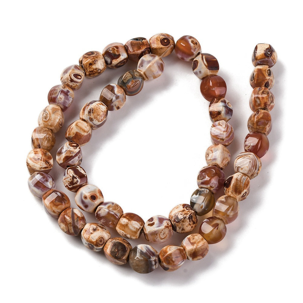 Natural Fire Crackle Agate Beads Fig Shape 8x7.5–8mm (46pcs/Strand) The Pink Bead Shop