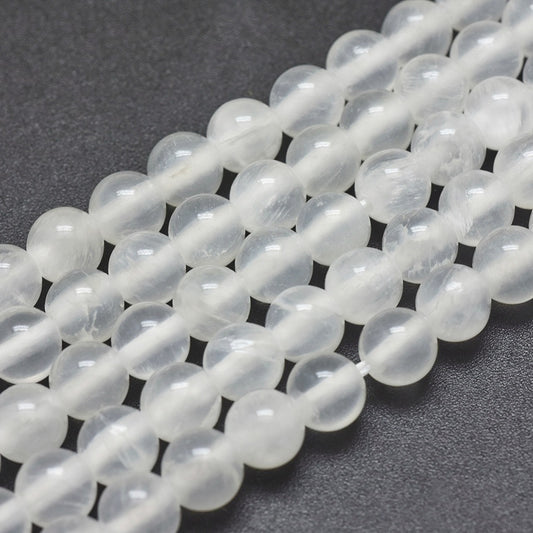 Natural Selenite Beads Strands, Round