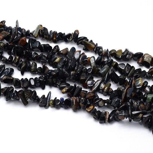 Blue Tiger Eye Chip Bead Strand
