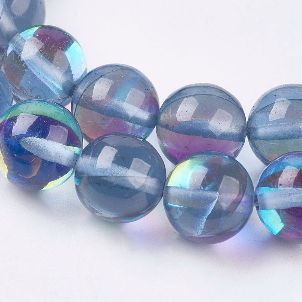 Mermaid Glass Beads Strands Round Dark Grey 8mm