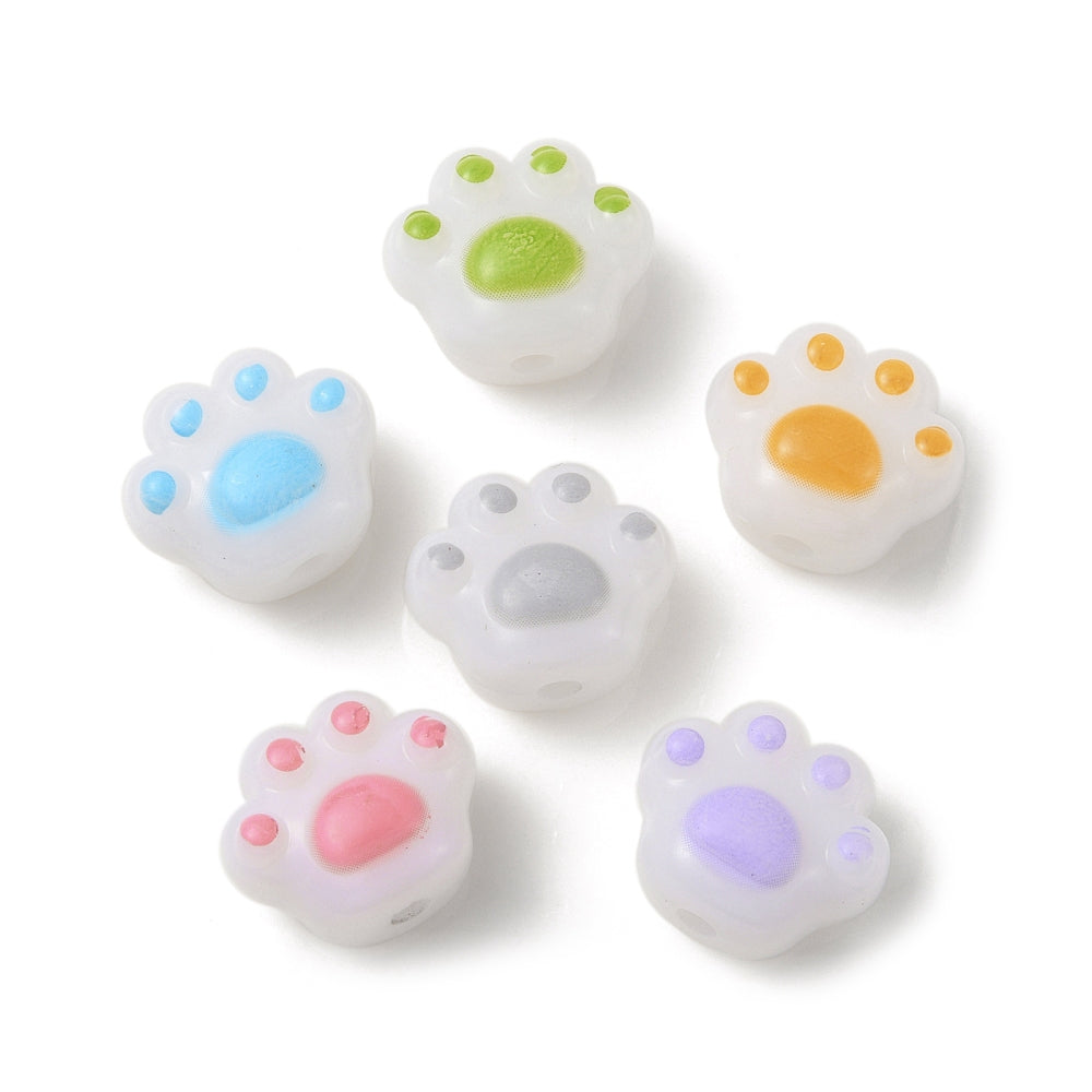 Cat Paws Acrylic Beads Mixed Color Bulk