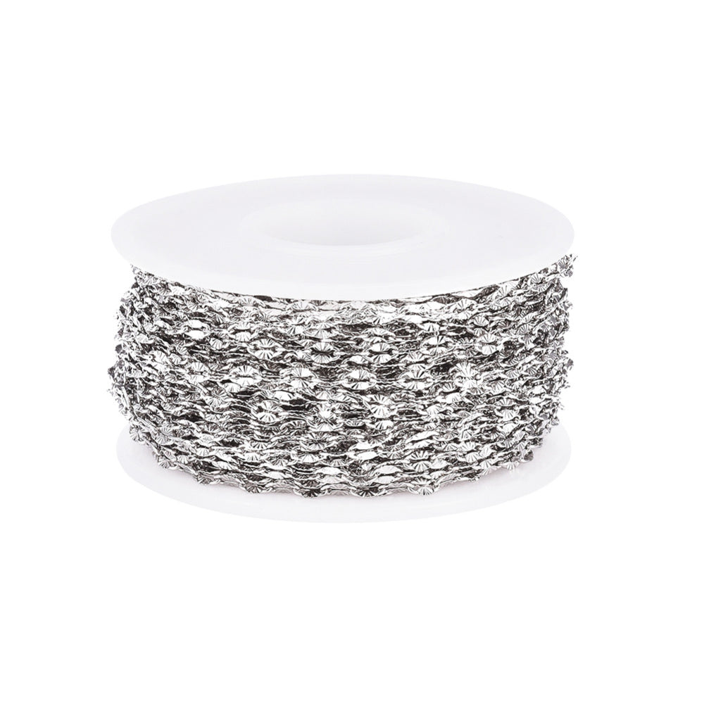 Non-Tarnish 304 Stainless Steel Textured Cable Chains, Soldered, Stainless Steel Color 1 METER