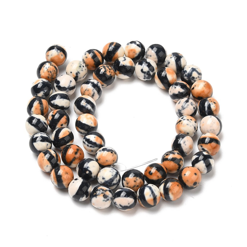 Ocean White Jade Bead Strands, Dyed, Round, Black 8mm