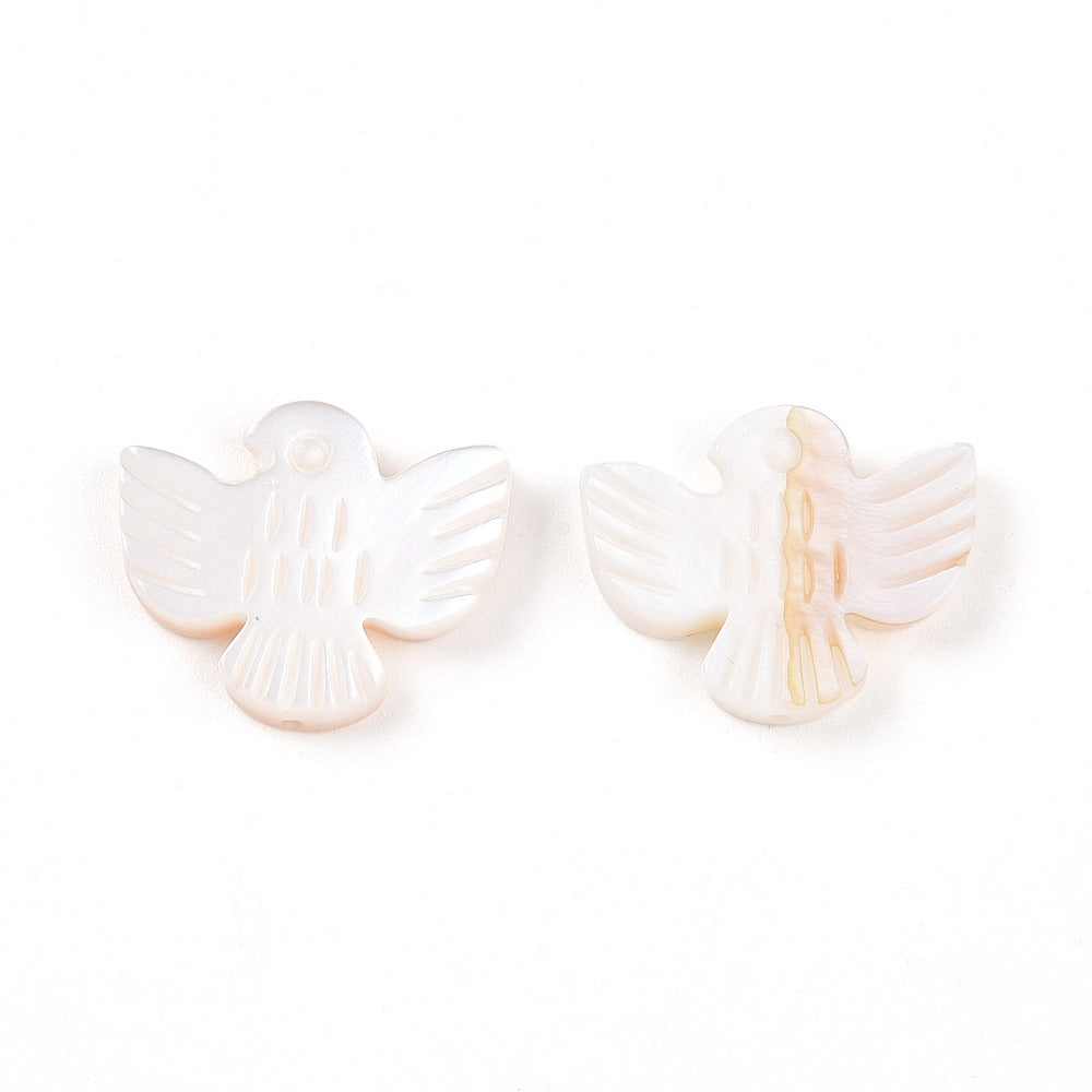 Freshwater Shell Carved Eagle Beads 3PK