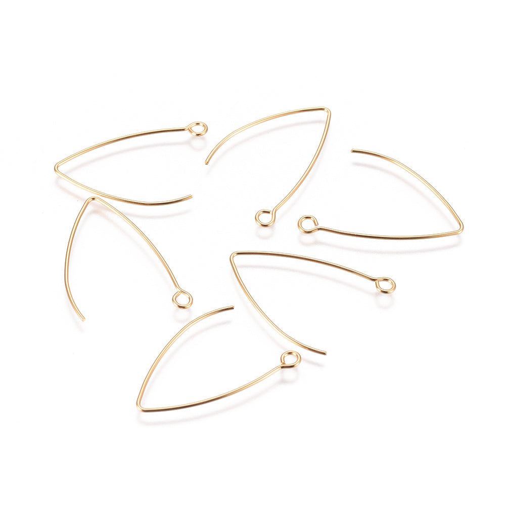 304 Stainless Steel Earring Hooks, with Horizontal Loop, Golden 1 PAIR