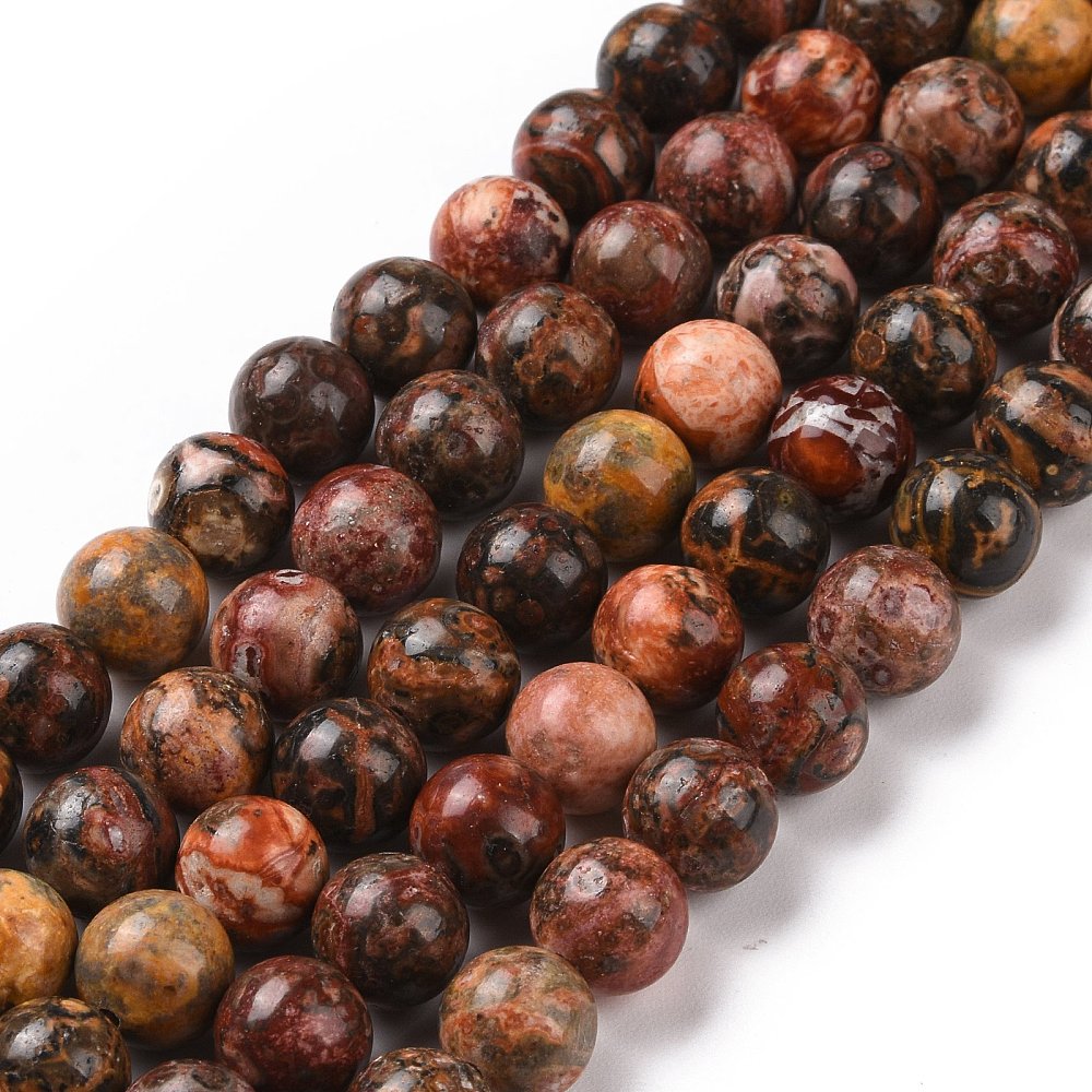 Natural Leopard Skin Jasper Beads Strands, Round