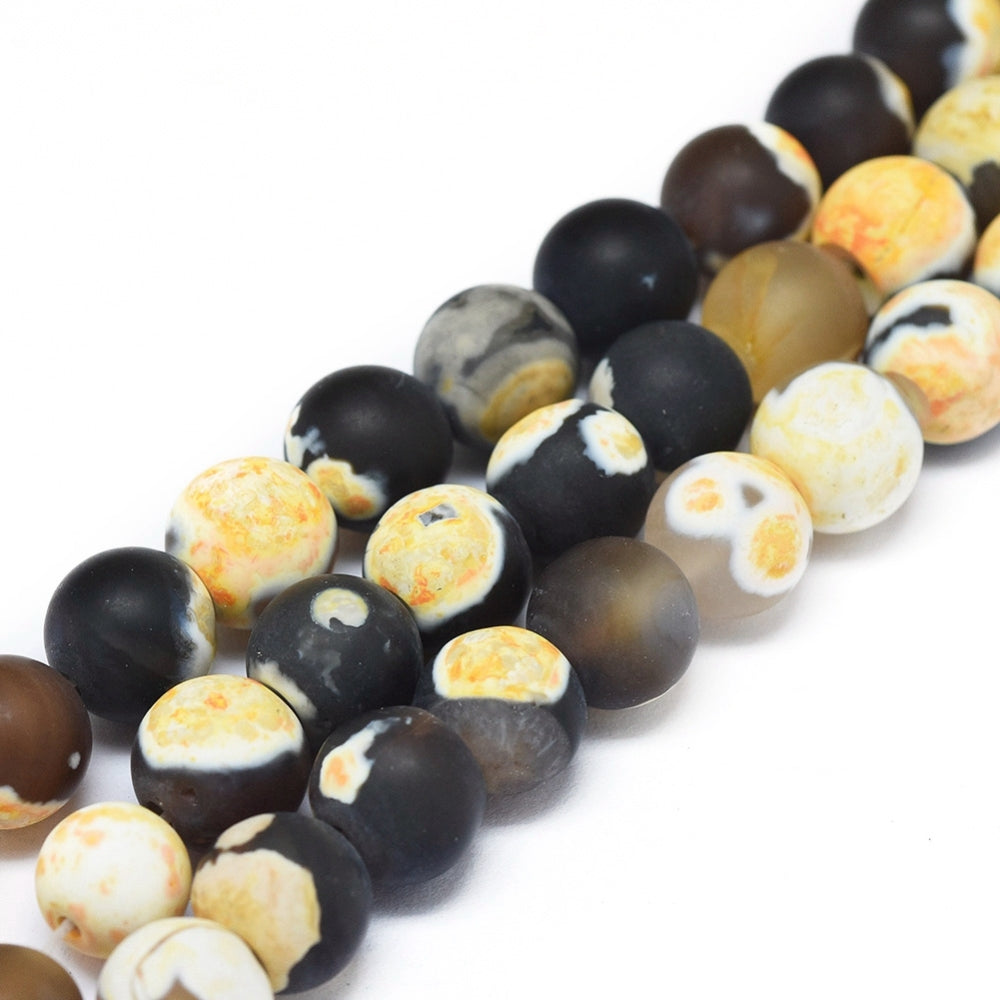 Fire Crackle Agate Frosted Yellow 8mm