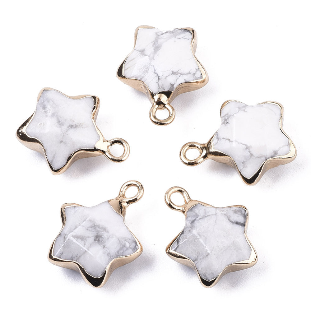 Natural Faceted Gemstone Star Pendants with gold edge Asst Gemstone