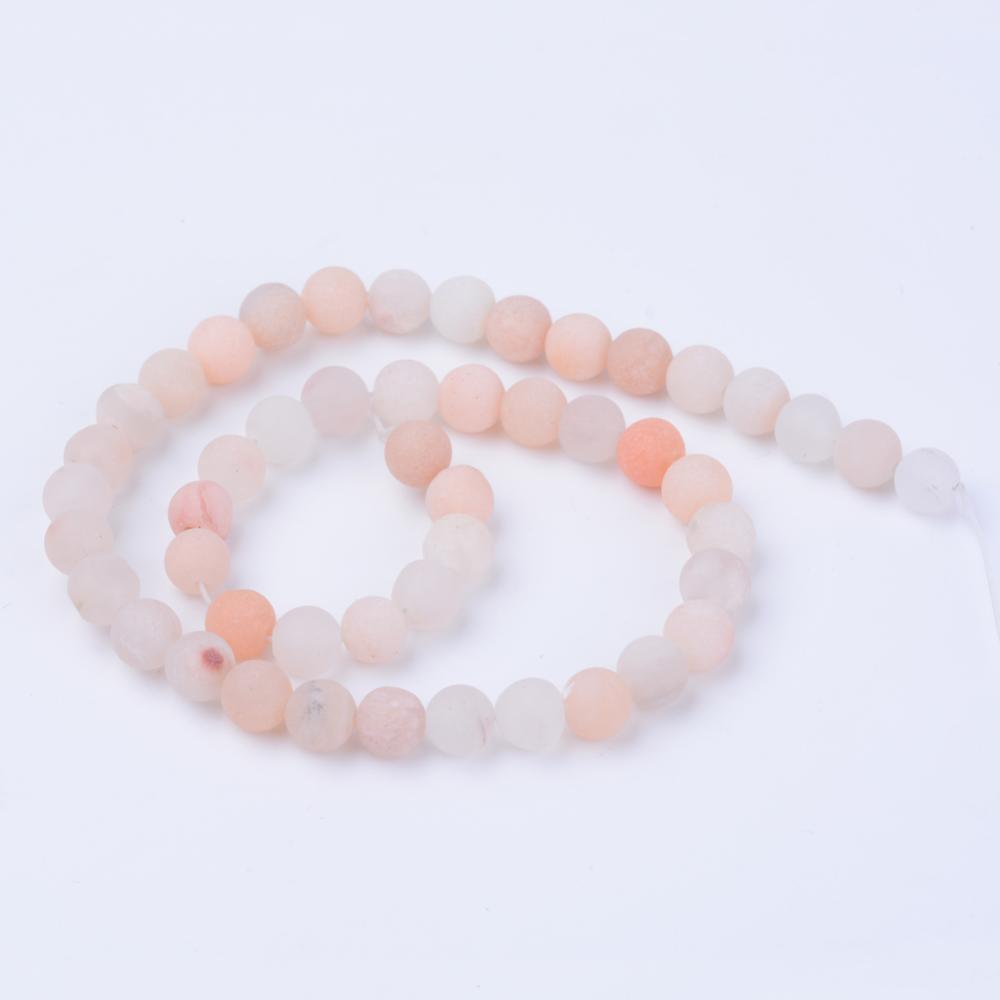Pink Aventurine Natural Beads Strand Frosted, Round Asst Sizes