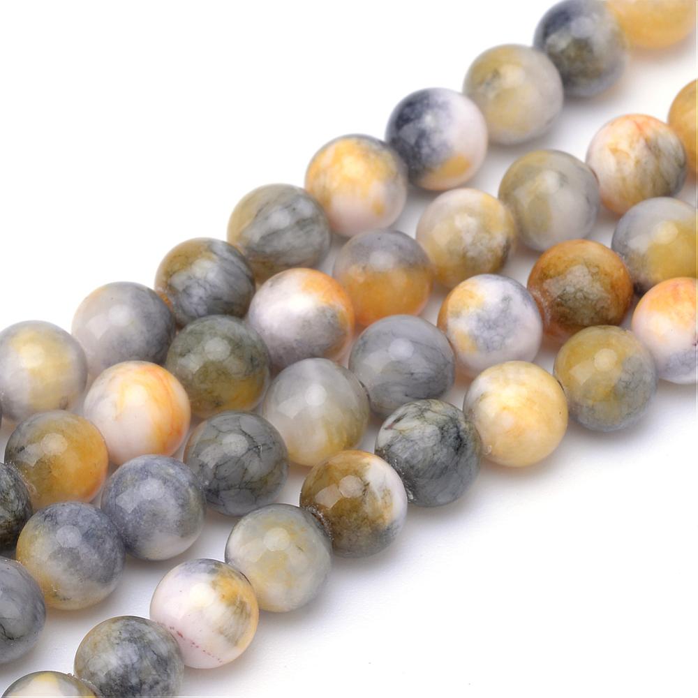 Persian Jade Beads – Goldenrod Tones, Round 8mm The Pink Bead Shop