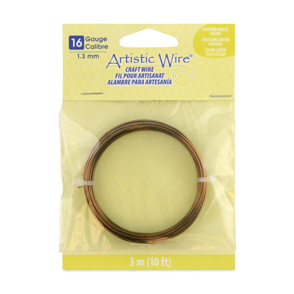 Artistic Wire 16 Gauge (1.3mm) – Antique Brass Craft Wire, 10ft | The Pink Bead Shop Canada