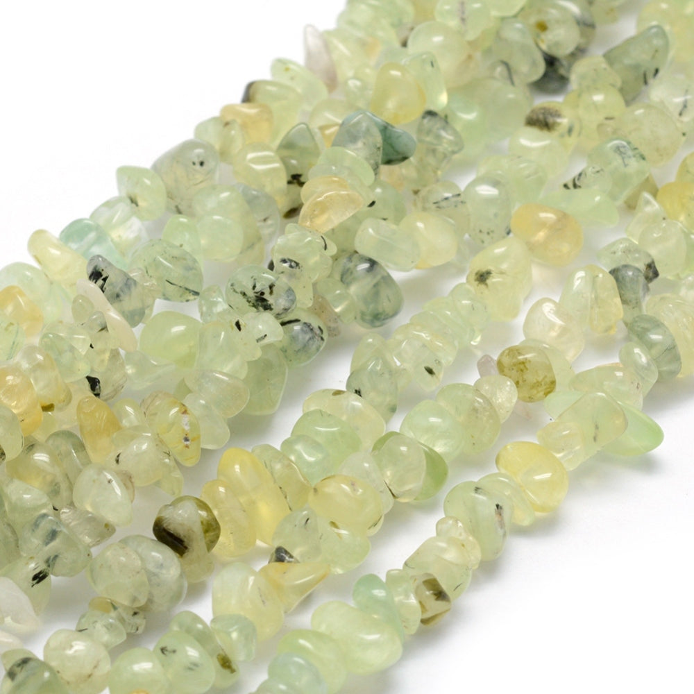 Natural Prehnite Chip Beads 5–8mm | 31.5 Inch Strand | 1mm Hole The Pink Bead Shop