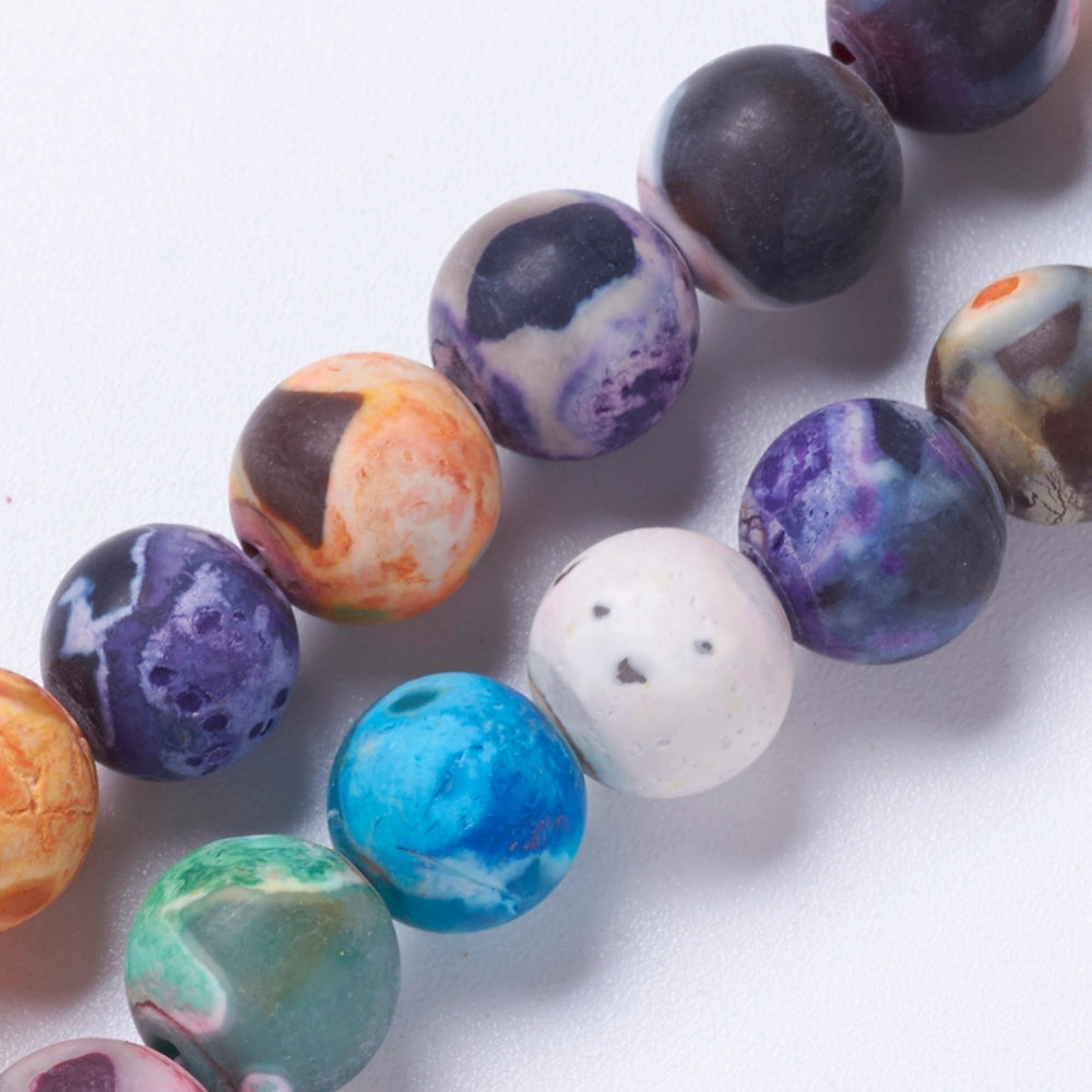Agate Fire Crackle Dyed Mixed Color Round 8mm Bead Strands