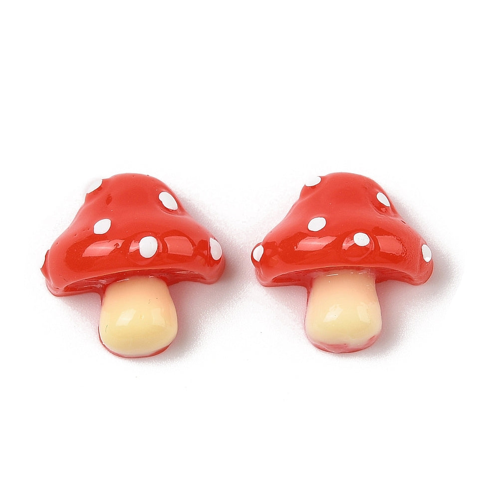 Resin Cabochons, Mushroom, Red BULK 6 PACK