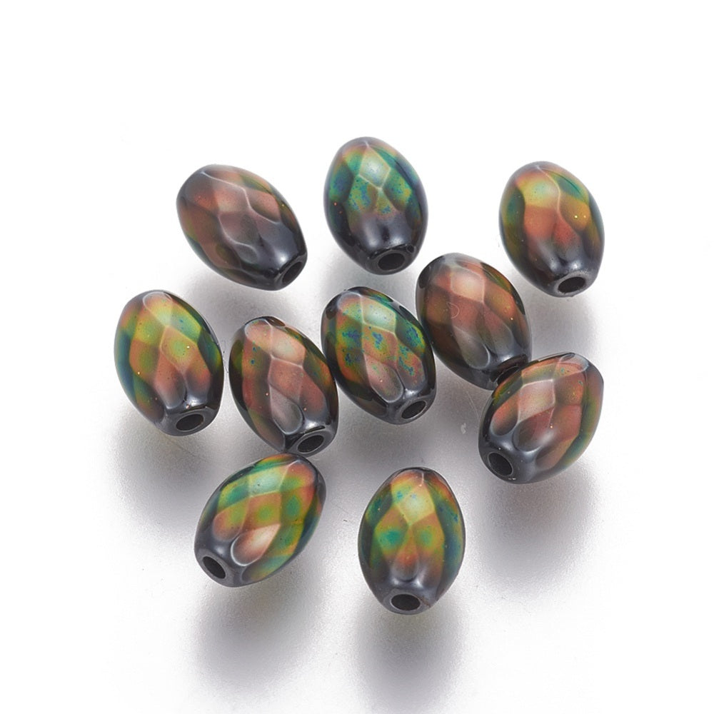 Hematite Beads, Oval, Mirage Changing Color Mood Beads 5pack