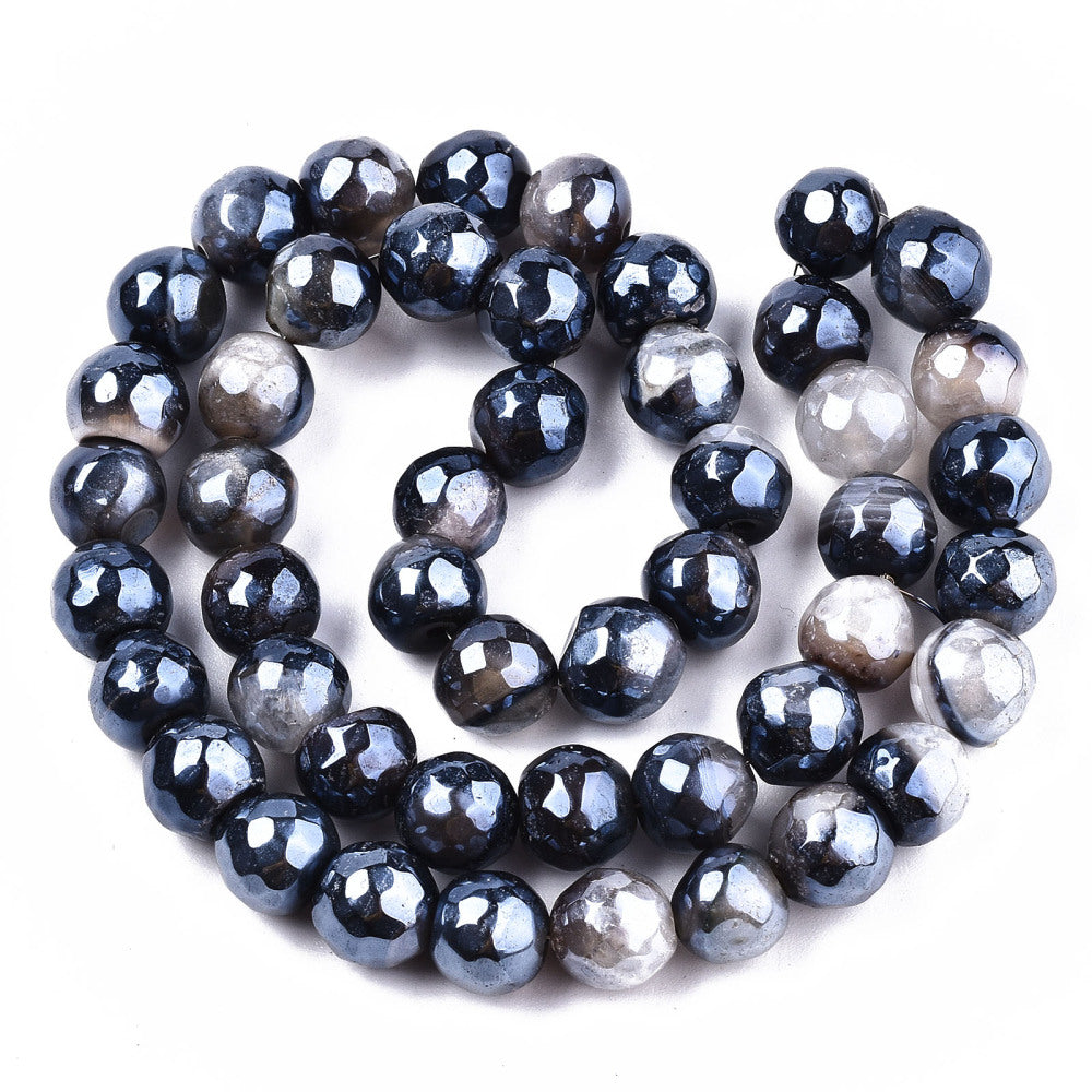 Electroplated Natural Agate Faceted Bead Strands 8mm Asst colors