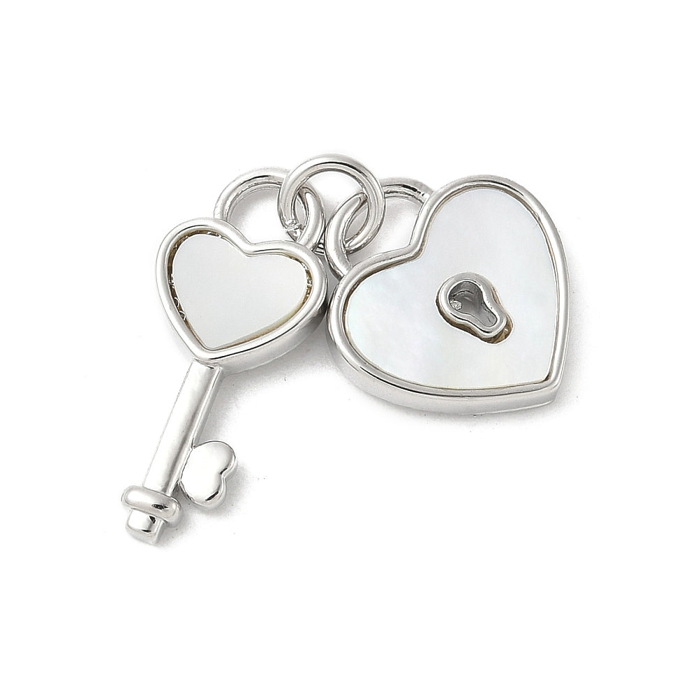 Heart Lock and Key Charms with Jump Rings 18k Gold & Platinum Plated