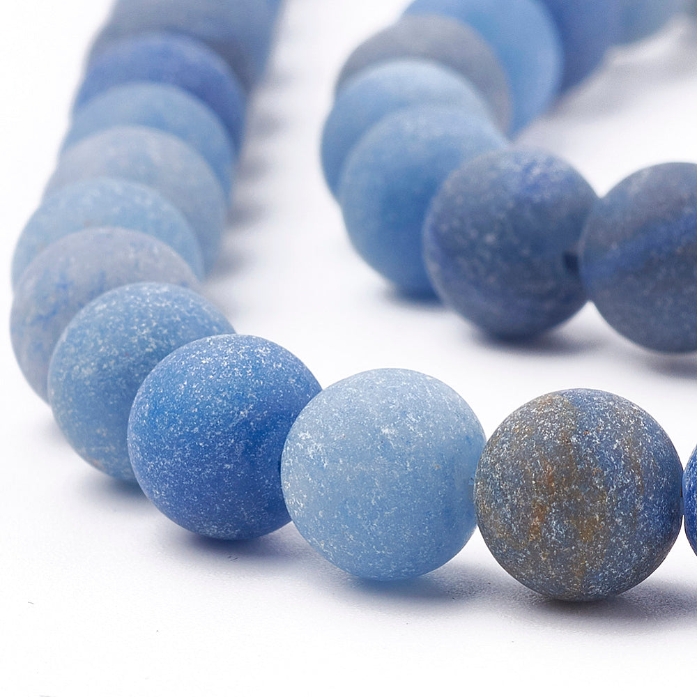 Natural Blue Aventurine Beads Strands, Frosted, Grade A, Round, 4mm
