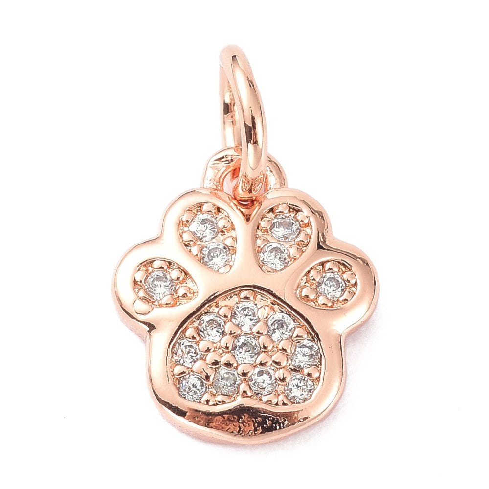 Brass Micro Pave Cubic Zirconia Charms, with Jump Ring, Long-lasting plated Gold, Rose Gold, Silver
