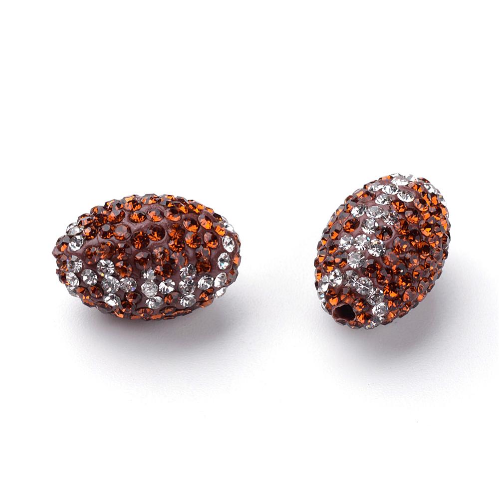 Football Handmade Polymer Clay Rhinestone Beads,