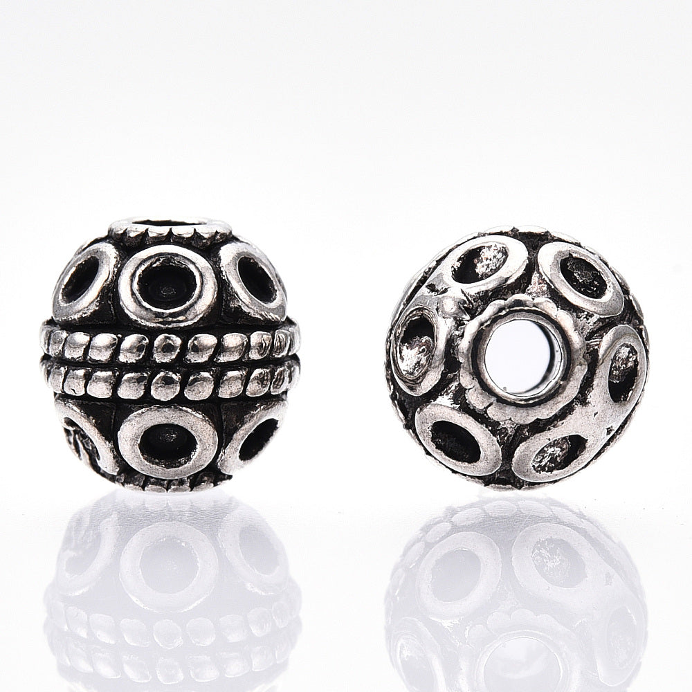 Tibetan Alloy Round Antique Silver Spacer 15PKG
