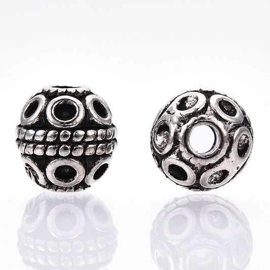 Tibetan Alloy Round Antique Silver Spacer 15PKG