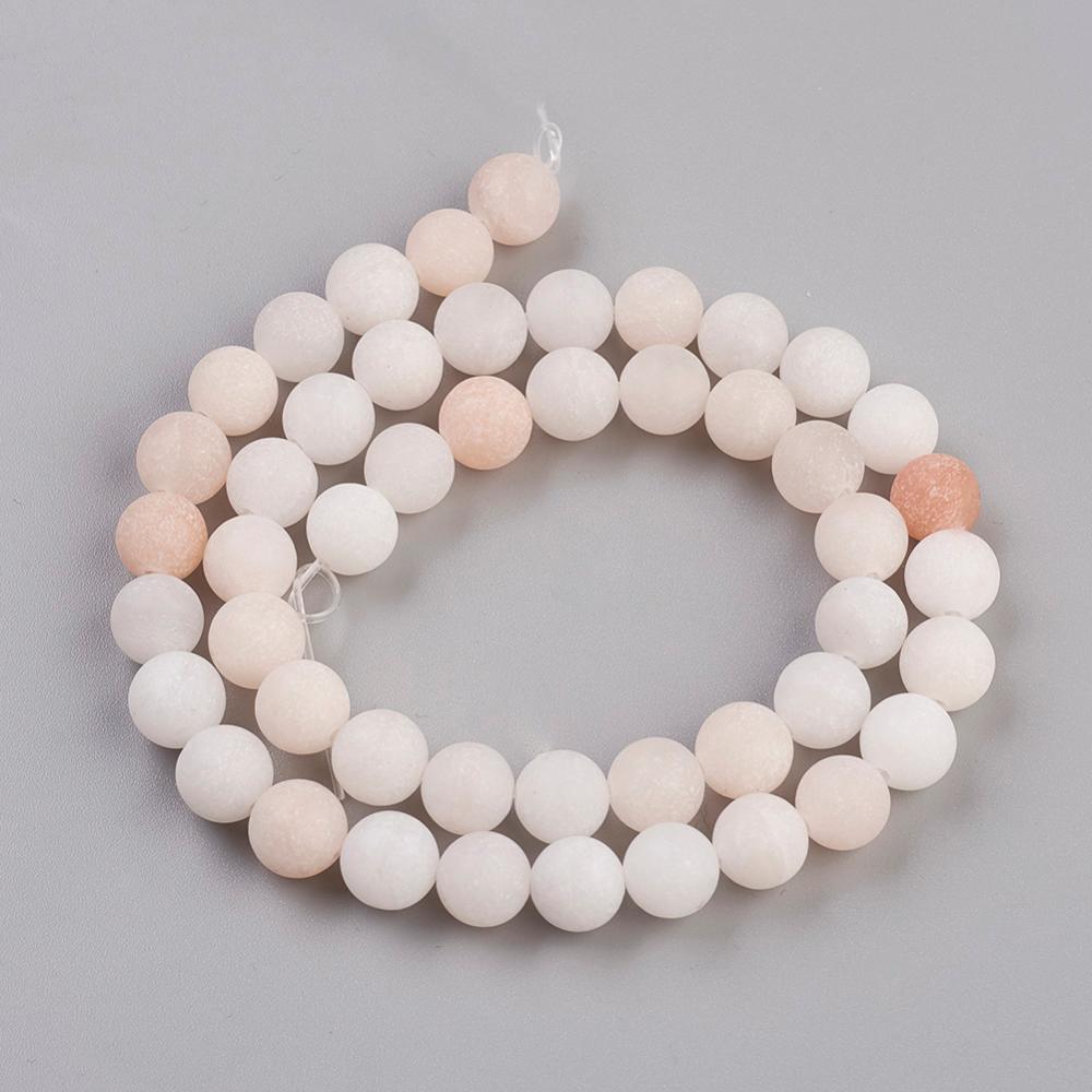 Pink Aventurine Natural Beads Strand Frosted, Round Asst Sizes