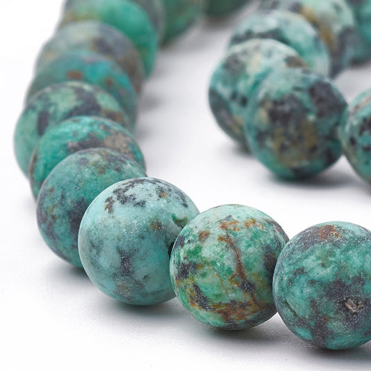 African Turquoise Frosted Beads  4mm & 8mm Round The Pink Bead Shop