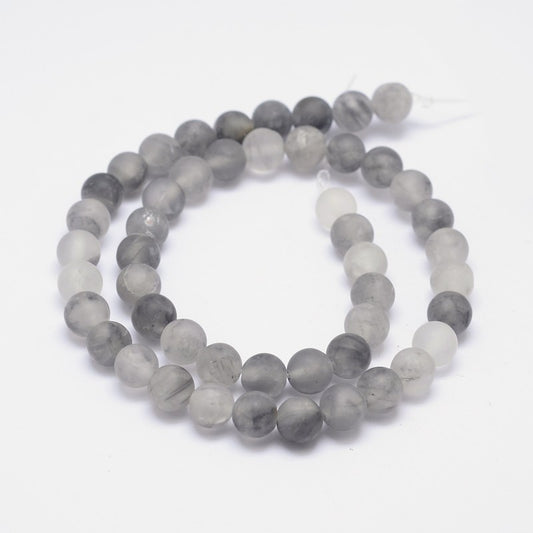 Frosted Natural Cloudy Quartz Round Beads Strands Asst Sizes