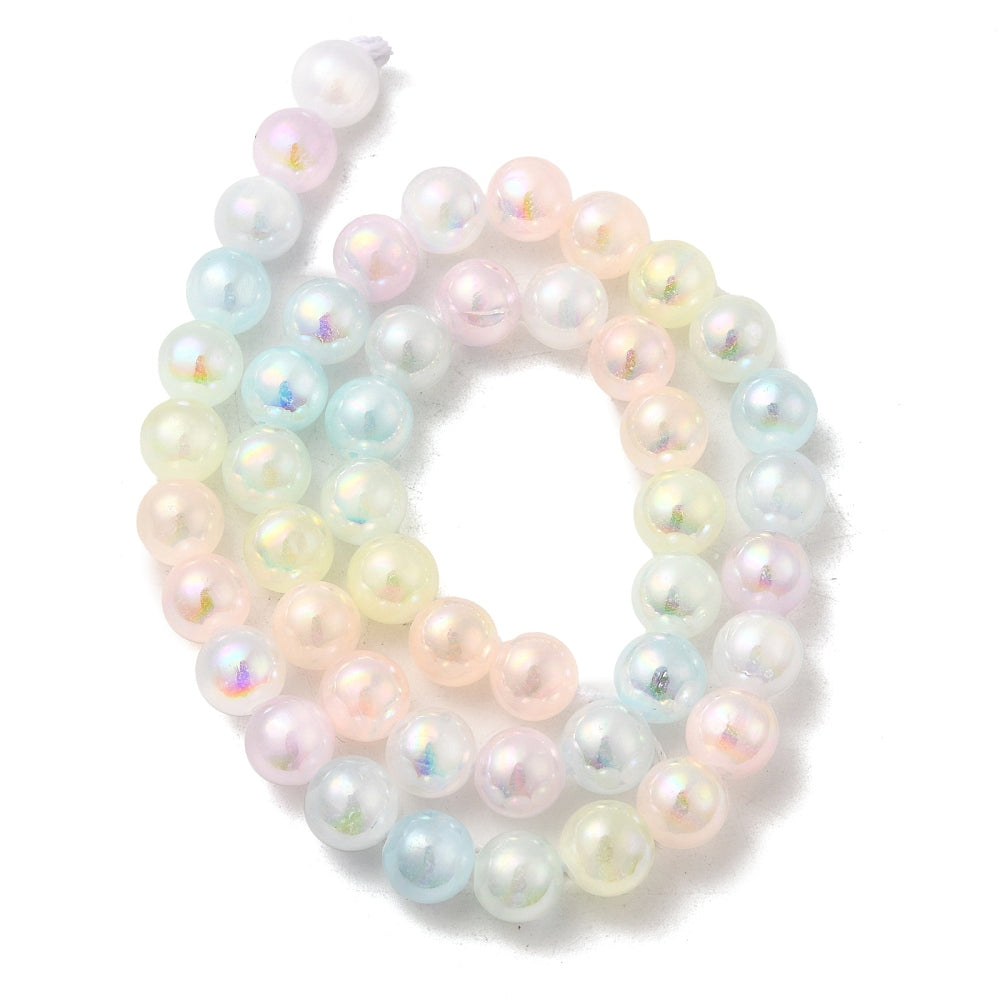 AB Electroplated Selenite 8mm Beads – Rainbow Plated | The Pink Bead Shop