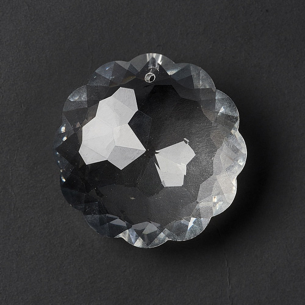 Transparent Glass Pendants, Faceted, Flower, Clear