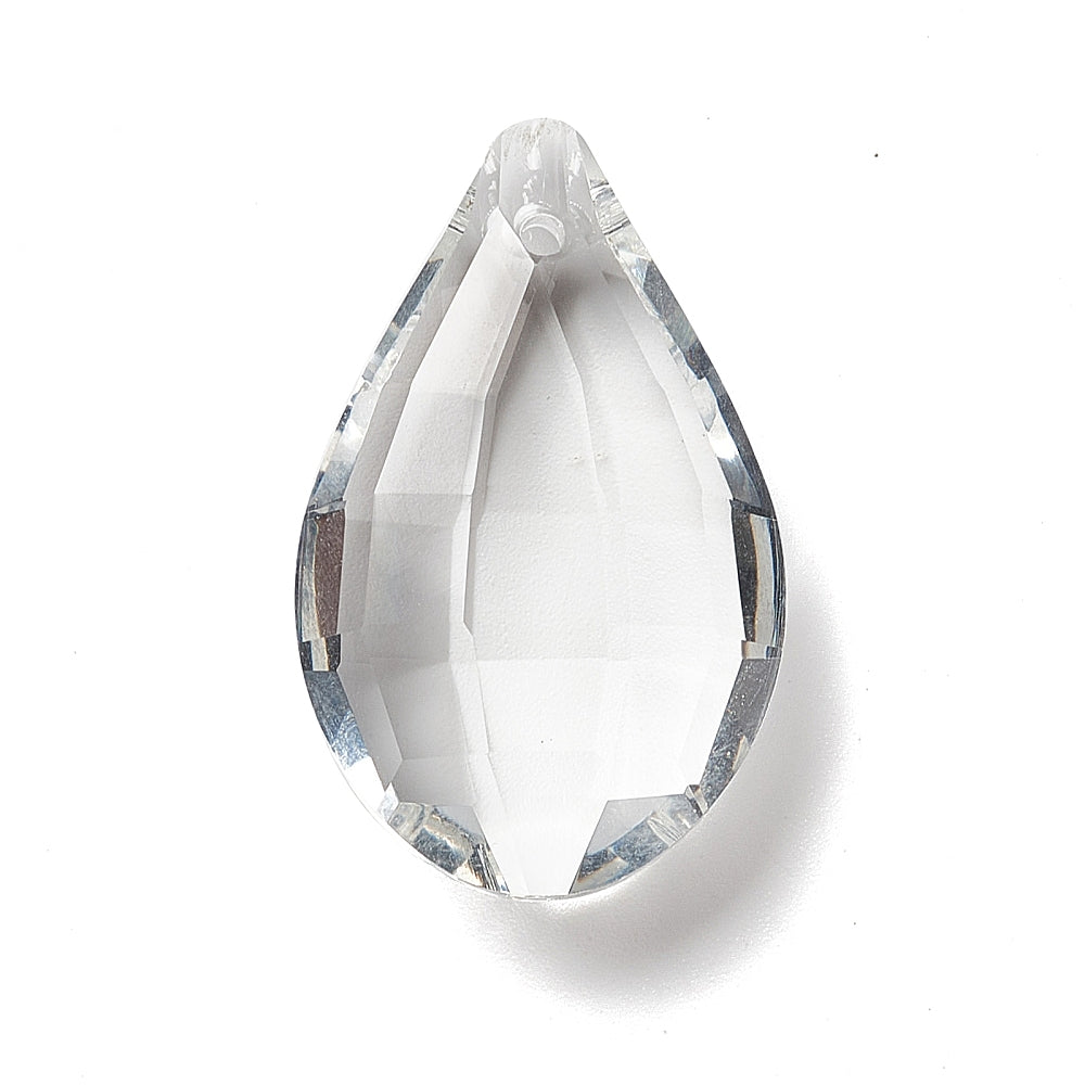 Transparent Glass Pendants, for, Faceted, Teardrop, Clear 2 Pack