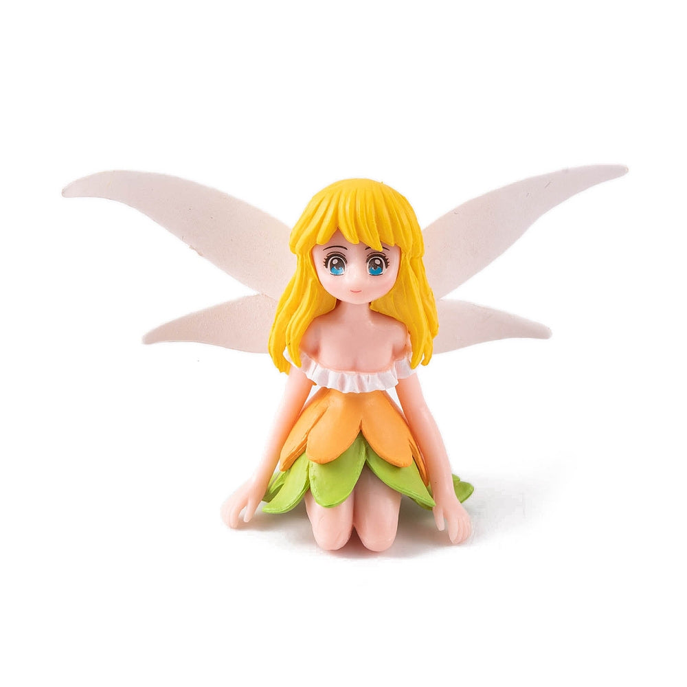 Mini PVC Fairy, White Wing, Figurine, Dollhouse Decorations, Yellow