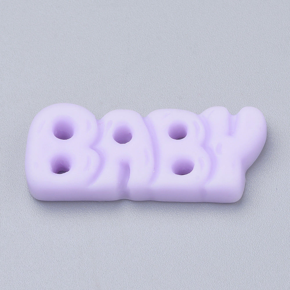 Resin Cabochons, Word Baby, Mixed Color BULK 4 PACK