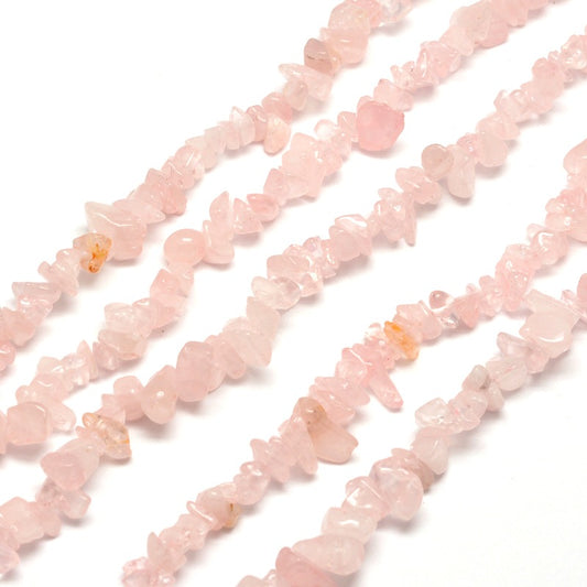 Natural Rose Quartz Chip Bead Strand