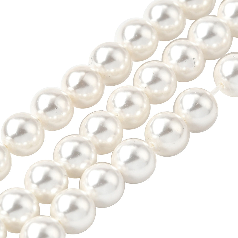 Rainbow Plated Shell Pearl Bead Strands, Grade A, Round, Old Lace 6 & 8MM SIZE