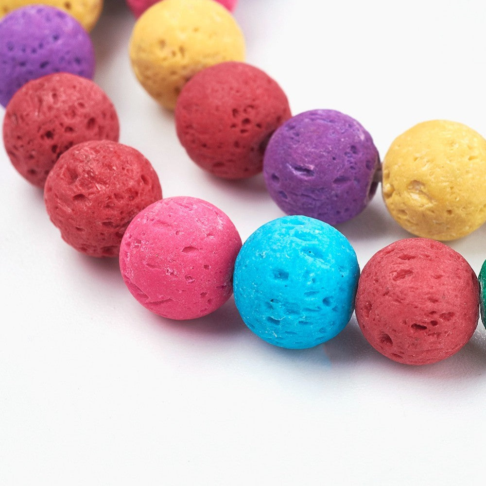 Lava Rock Dyed Bead Strands Round Colorful 8mm