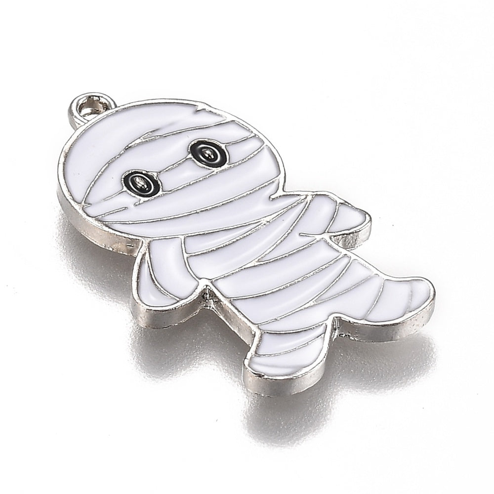White Mummy Enamel Pendants 2 Pack The Pink Bead Shop