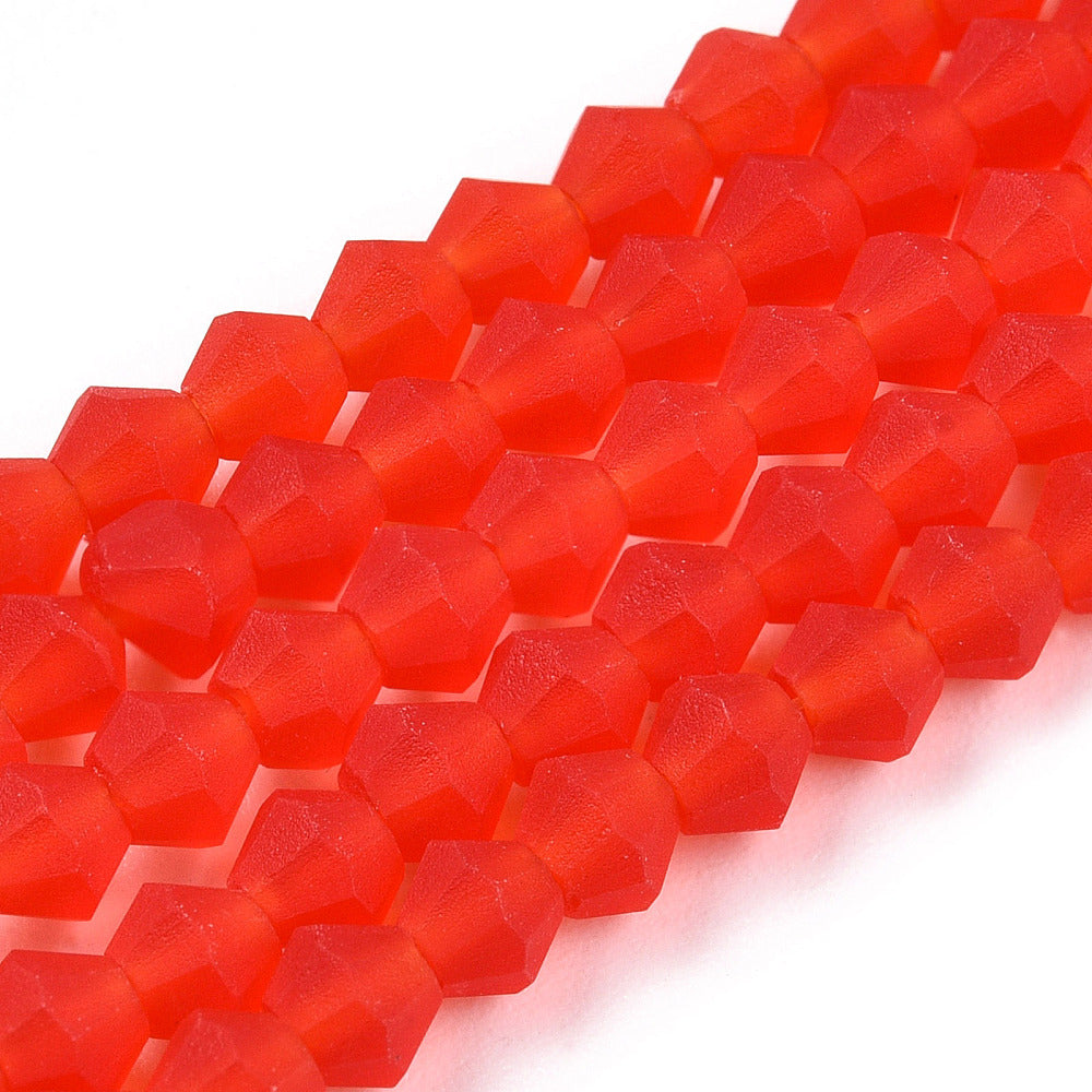 Crystal Frosted Glass Beads Strands, Grade AA, Faceted, Bicone, Assorted Colors 4mm